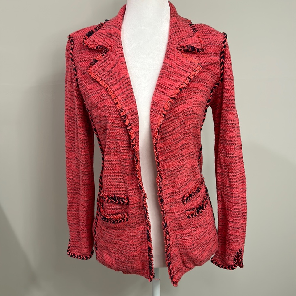 NIC+ZOE Open front Knit Jacket with Pockets XS - Pink and Blue